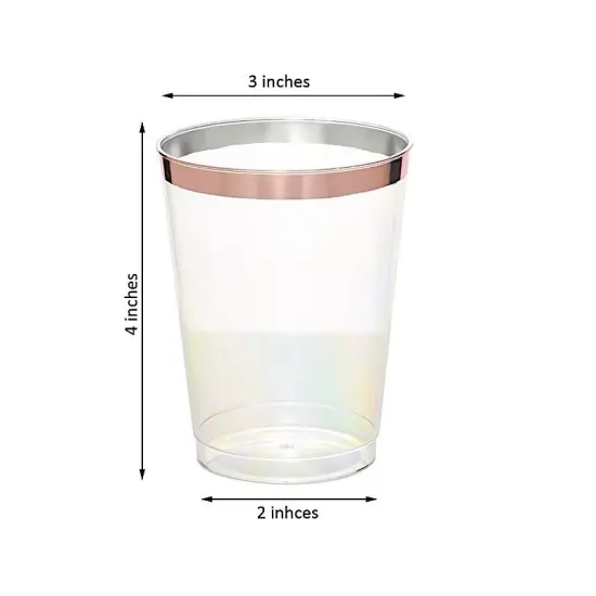 9 oz Clear Rose Gold Rim Plastic Disposable {3}