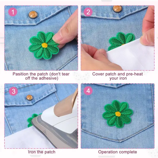 120 Pieces Flower, Heart Patches Mini Embroidery Applique Patches Colorful Sew Iron on Patches for Clothing Repair Decorations DIY Craft (Flower, Heart) {5}