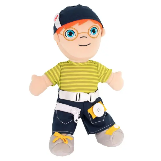 Miniland Fastening Learn To Dress Doll - Male with Navy Hat and Glasses {1}
