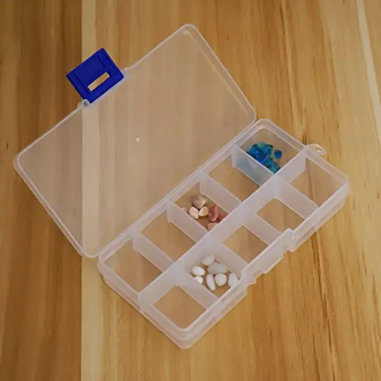 2 Pieces Plastic Jewelry Organizer Box Clear Storage Bead Case for Little Crafts/Arts Container with 10 Grids, Small {5}