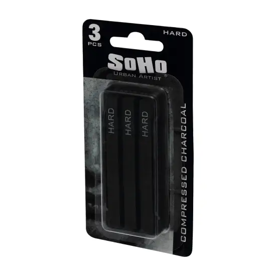 SoHo Urban Artist Compressed Charcoal Sticks, Pack of 3 - Hard, Black, Ideal for Charcoal Drawing and Charcoal Art, Perfect for Artists, Students and Professionals, Creates Varied Tones and Blends Easily {4}