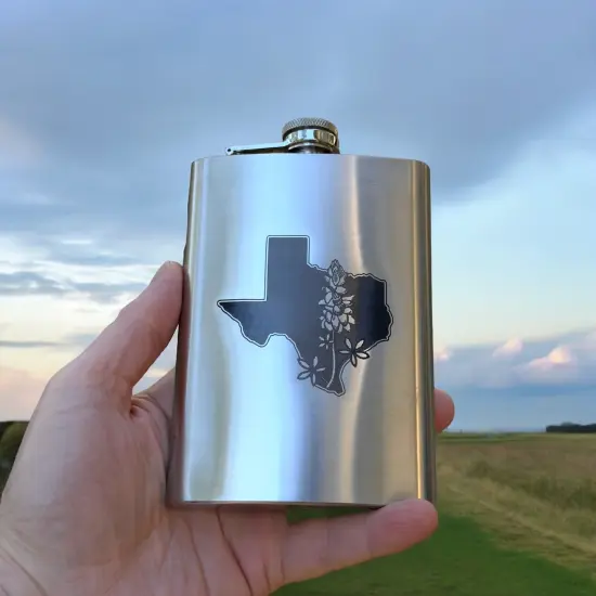 8oz Bluebonnet - Texas Stainless Steel Flask {2}