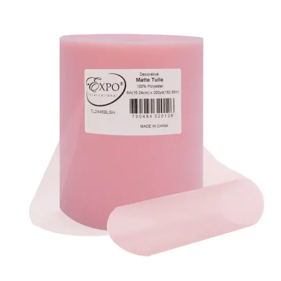 Decorative Matte Tulle Spool of 6 Inch X 200 yards Light Pink {2}