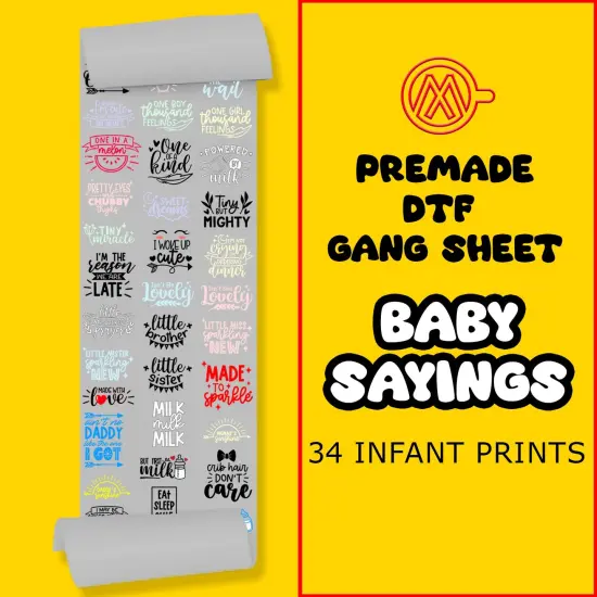 Baby Sayings Direct-to-Film DTF Transfer Gang Sheets - 22x60 {1}