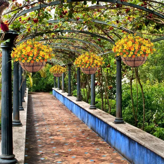 Everlasting Spring Charm: Artificial Hanging Flowers with Coconut-Lined Basket Pink {7}
