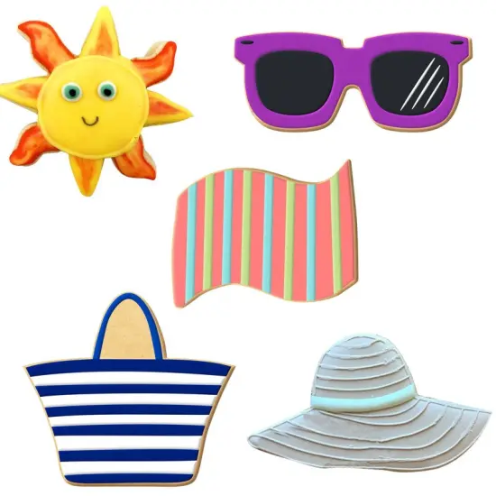 Beach Cookie Cutters 5 Pc Set. USA Tin Plate Steel - By CookieCutter.Com {3}