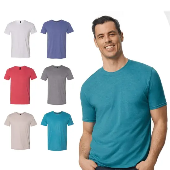 Gildan&reg; Softstyle Crewneck Short Sleeve CVC T-Shirt Heather navy {2}