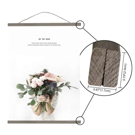 Miaowater 2 Pack Magnetic Poster Frame Hanger,8x10 8x12 8x18 Light Wood Wooden Magnet Frames Hangers for Photo Picture Art Canvas Print Artwork Wall Hanging Grey 8'' {6}