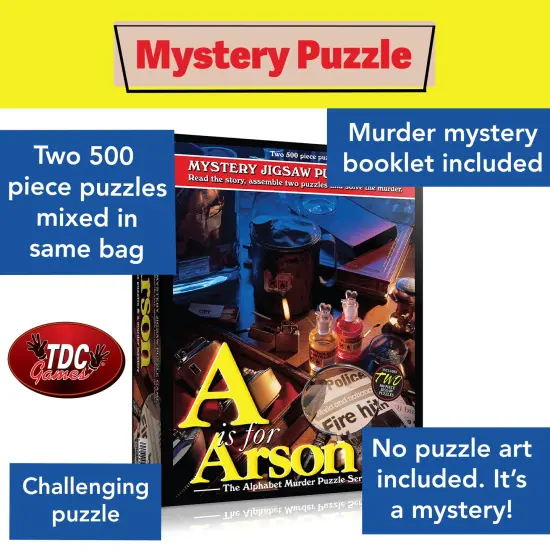 TDC Games A is for Arson Alphabet Mystery Jigsaw Puzzles (2) 500 pieces {3}