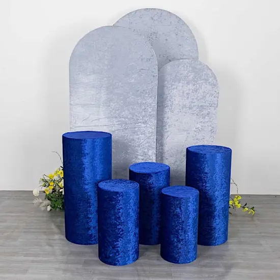 5 Cylinder Pedestal Crushed Velvet Display STAND COVERS Royal blue {1}