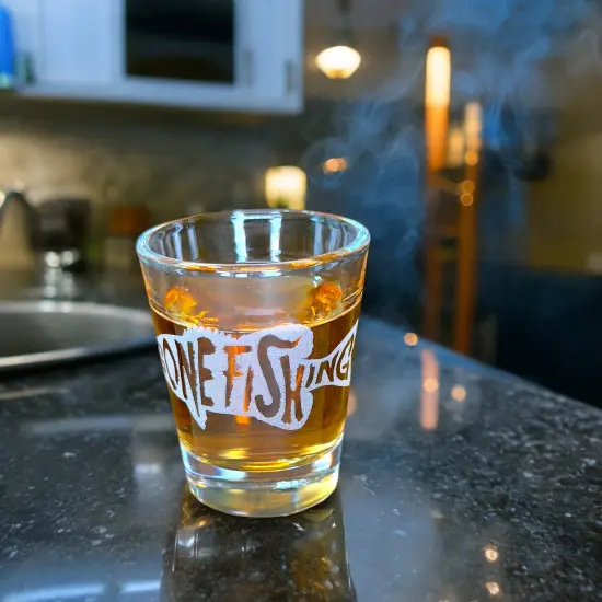 2oz Gone Fishing Shot glass {6}