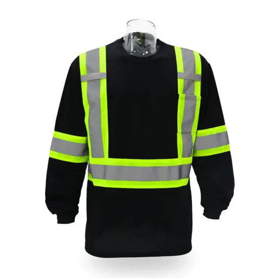 High Visibility Long Sleeve Safety T-shirt | RADYAN&reg; Black {3}
