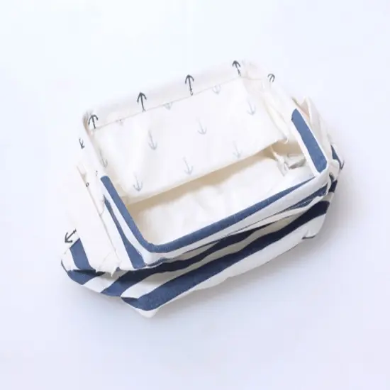 3 Pieces Nautical Fabric Storage Baskets Bins Cloth Collapsible Organizers Box Beach Anchor Nursery Toys Basket Shelves & Desks {5}
