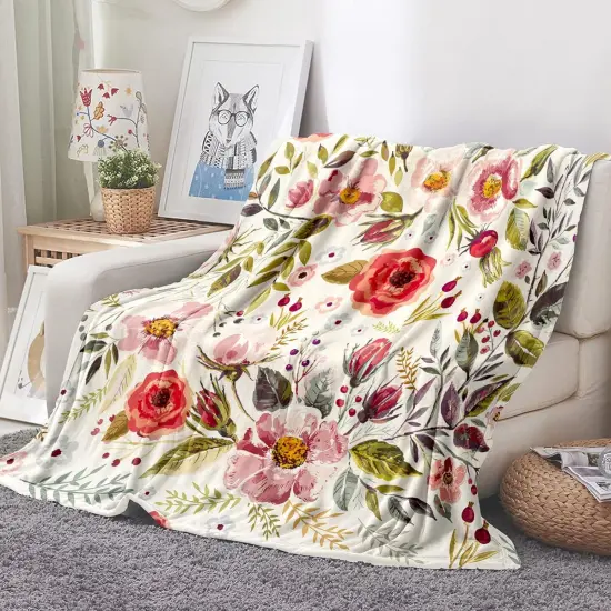 Botanical Floral Printed Throw Blanket - 50"x60" {1}