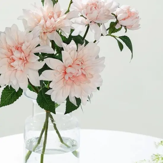 2 pcs 30-Inch Dahlia Spray Stems Silk Artificial Flowers Blush {1}