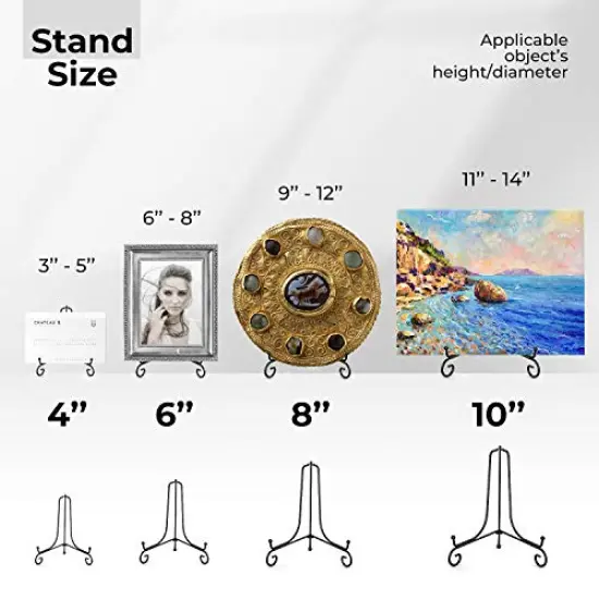 TR-LIFE Plate Stands for Display - 4 Inch Plate Holder Display Stand + Metal Easel Stand for Picture Frame, Decorative Plates, Book, Photo, Collectibles (2 Pack) {2}