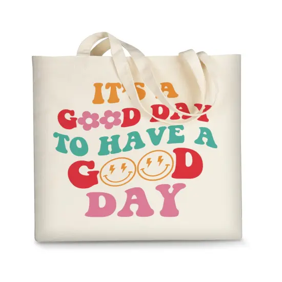 Canvas Tote Bag Aesthetic Cute For Women Y2K School Grocery Bag Cotton Cloth Beach Totes Gift For Kids Girl-Its A Good Day {2}