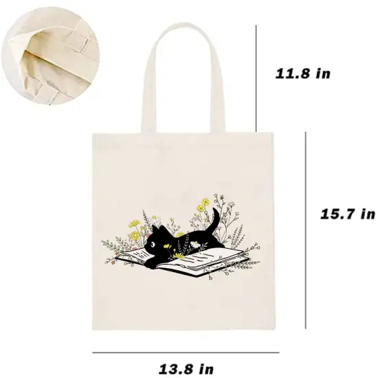 1 Pack Canvas Tote Bag for Women with Inner Pocket Aesthetic Cute Shopping Tote Bags Reusable Grocery Bags {1}