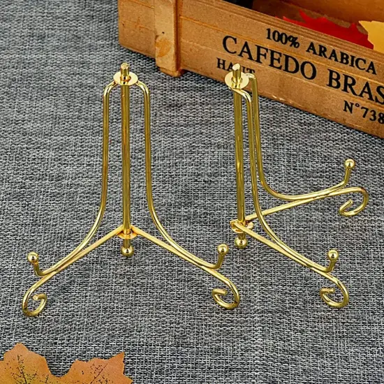 4 Inch Gold Iron Plate Stand Holder Easel Display Stand for Plate?Picture?Photo and More,4 pcs. {6}
