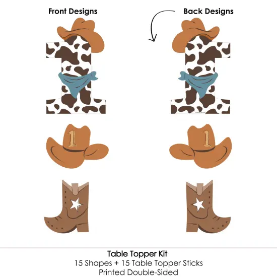 Big Dot of Happiness My First Rodeo - Little Cowboy 1st Birthday Party Centerpiece Sticks - Table Toppers - Set of 15 {6}