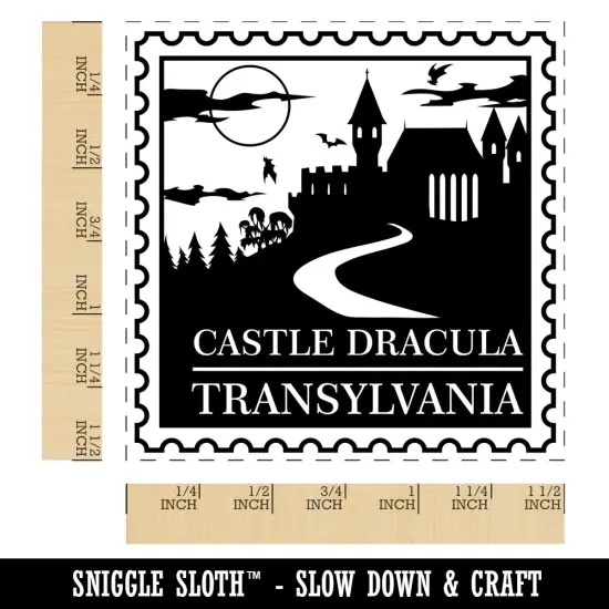 Castle Dracula Transylvania Destination Stamp Self-Inking Rubber Stamp Ink Stamper Red {1}