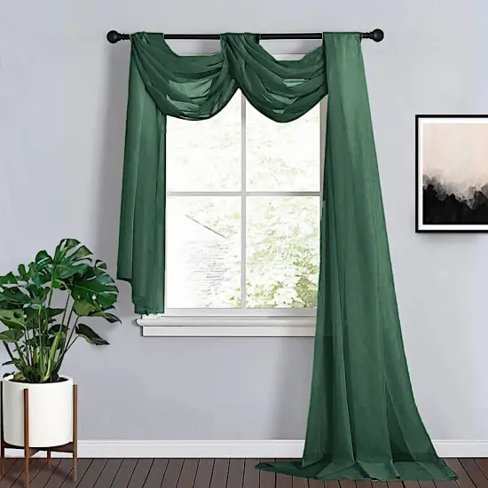18 feet Sheer Organza CURTAIN Panel BACKDROP Drape Hunter green {1}