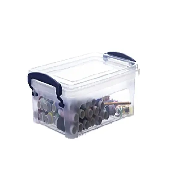 1 Qt Clear Plastic Storage Bin with Lid, Non-Toxic, BPA Free, Odor Free, Organizer Storage Box, Stackable Plastic Tote for Home, Garage, School, and Office, X-Small {3}