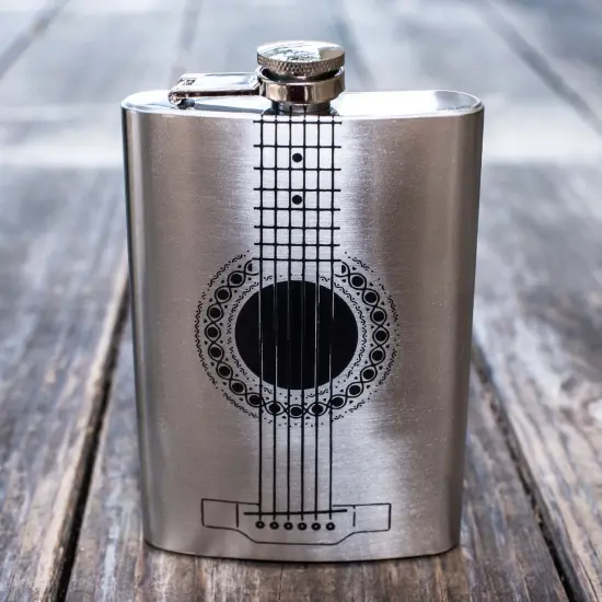 8oz Acoustic Guitar Stainless Steel Flask {2}