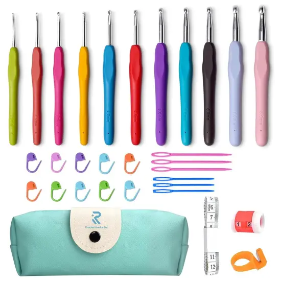 11 Size Crochet Hook Set with Soft Handle and Case Crochet Needle Kit for Beginners Knitting Needle Kit Yarn Crochet Kit 2mm(B) to 8mm(L) {2}