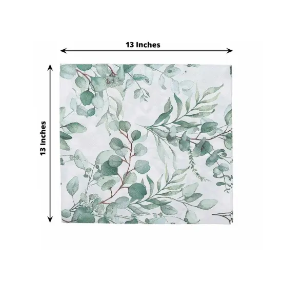 20 White 13x13 in Dinner Paper NAPKINS Green Leaves Design {2}