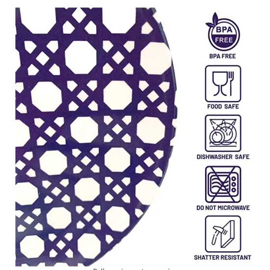 Blue Geo Melamine Appetizer Plate Set of 4 | 6" Dish Set {6}