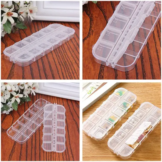 6 Pieces Nail Art Tool Jewelry Storage Box, 12 Compartments Plastic Rhinestone Organizer Container Case, Display Containers {1}