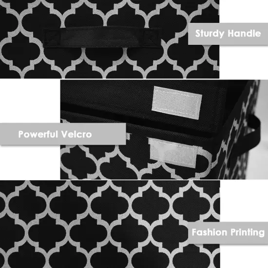 Large Toy Storage Organizer with Lid and Divider - Durable Toy Box for Boys, Kids, Toddler, Collapsible Toy Chest for Living Room Area, Playroom, Nursery, Black {3}