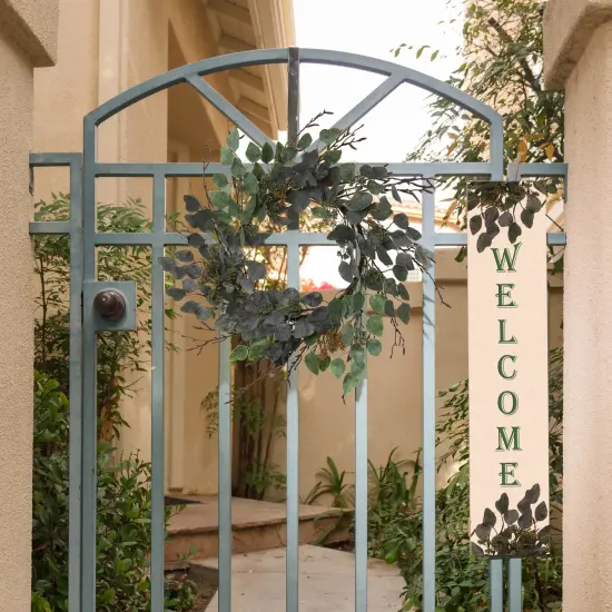 24" Seeded Eucalyptus Wreath - Handcrafted Lifelike Decor for Front Door, Wall, Mantel & Tabletop - Elegant Floral Accent for Home - Floral Home by Artificial Flowers {4}