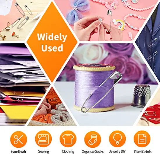 4-Size Pack of Safety Pins- Top 250-Count – Durable, Rust-Resistant Nickel Plated Steel Set- Best Sewing Accessories Kit for Baby Clothing, Crafts, Arts (4-Size in 1 No.001) {3}