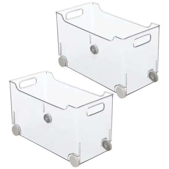 mDesign Plastic Kitchen Storage Bin, Rolling Wheels/Handles {4}