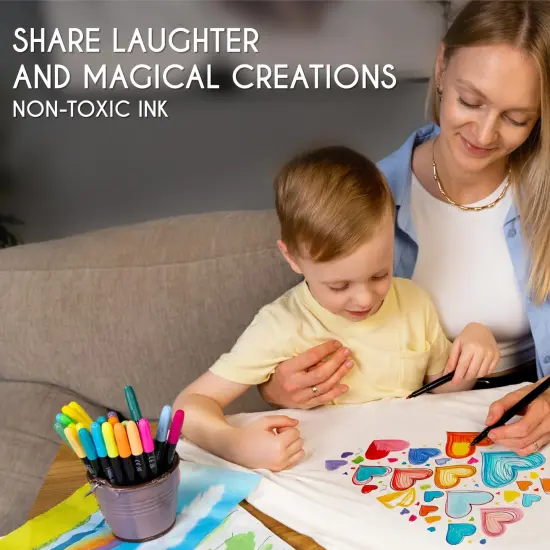 40 Fabric Markers Pens Set - Non Toxic, Indelible and Permanent Fabric Paint - Fine Point Tip Textile Marker Pen {4}