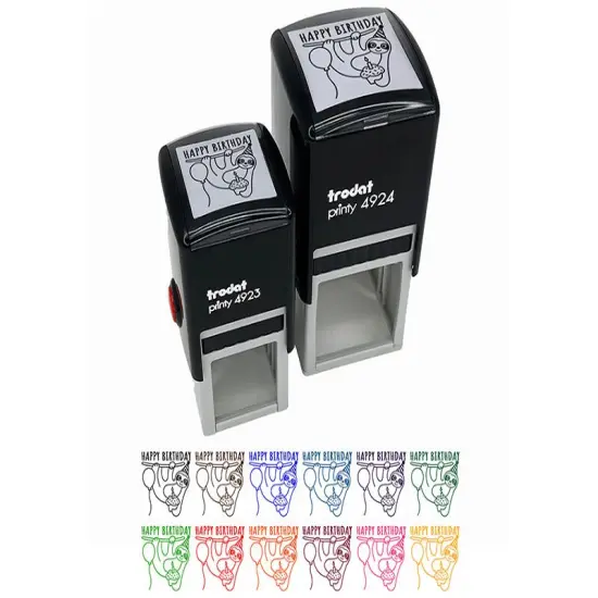 Happy Birthday Sloth with Cupcake Self-Inking Rubber Stamp Ink Stamper Black {7}