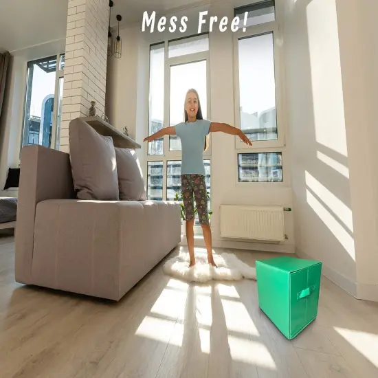 Toy storage box with car rug play mat - Toy box for boys and girls - 2 in 1 collapsible toy car storage- toyboxes for children - toy boxes for kids (Green) {6}