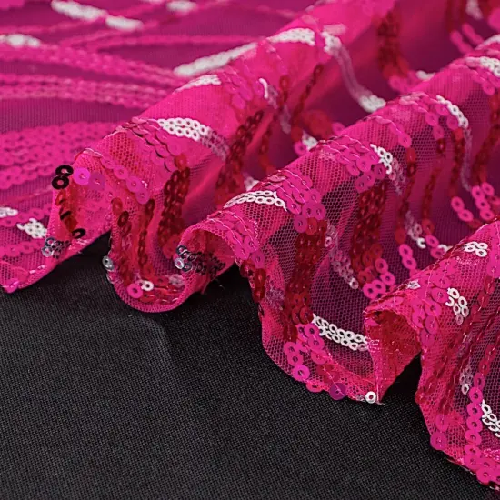 12x108 in Mesh Wavy Embroidered Sequins Table Runner Gold {6}