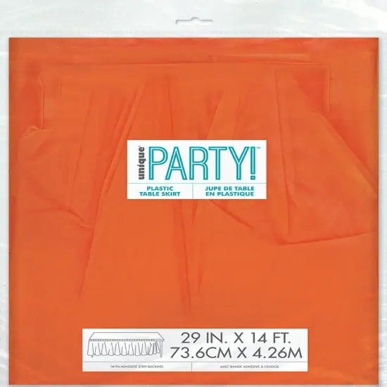 Orange Plastic Table Skirt, 29" x 14', 1ct {3}
