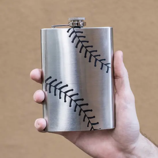 8oz Baseball Stainless Steel Flask {5}
