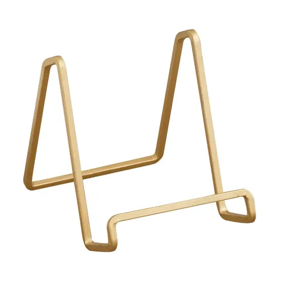 Square Metal Wire Stand, Gold Display (3 Inch Depth) Tabletop Easel Sleek & Modern Look - Perfect for Books, Plates, Photos & More {2}