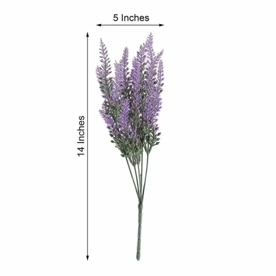 4 Bushes 14-Inch tall Lavender Flowers Artificial Faux Sprays Stems Centerpieces {2}