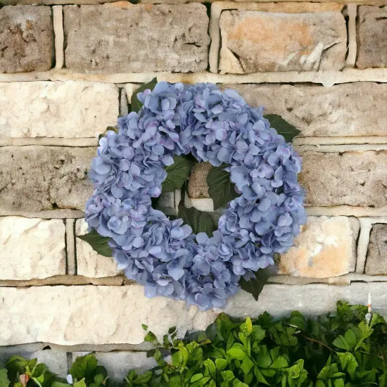 18" Blue Artificial Hydrangea Wreaths - 2-Pack, Silk Flowers with Grapevine Rings - Perfect for Doors, Walls - Elegant Year-Round Decor, Floral Home by Artificial Flowers {5}