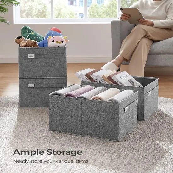 2 Pieces Storage Baskets,Extra Large Storage Bins for Organizing, 15.7 x 11.8 x 9.8 Inches, Fabric Storage Cubes for Shelves, Easy to Clean, Foldable, 2 Handles, Dove Gray UROB240G02 {5}