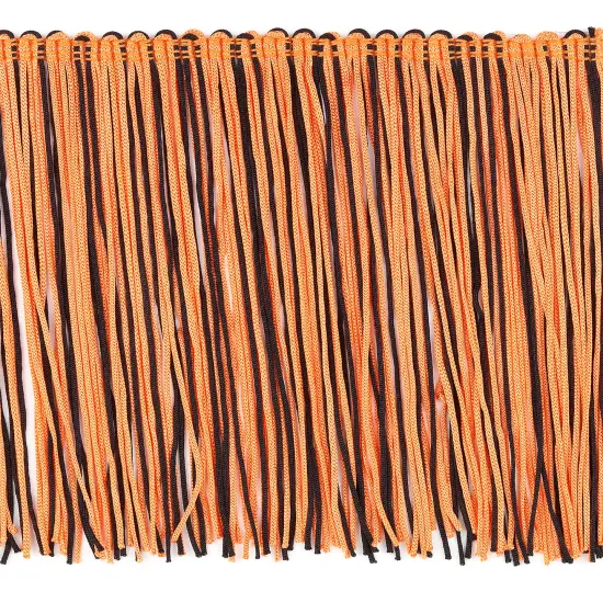 10 Yards of 6" Multicolor Chainette Fringe Trim | 10 yard cut Orange/Black {1}