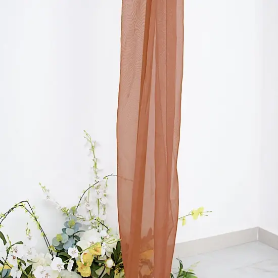 18 feet Sheer Organza CURTAIN Panel BACKDROP Drape Terracotta {1}