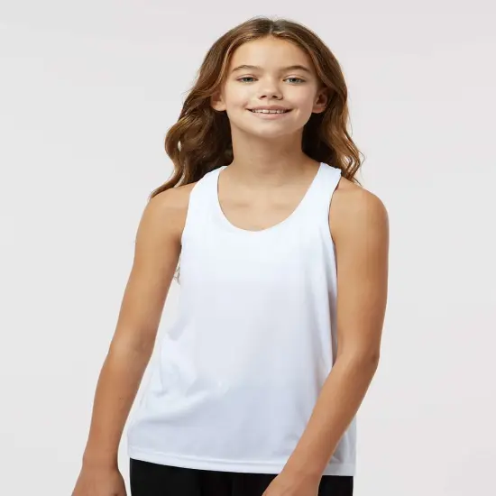 Badger&reg; Girls&rsquo; B-Core Racerback Tank Top Black {6}