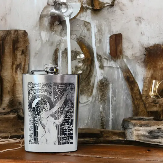 8oz Absinthe Robette Stainless Steel Flask {4}